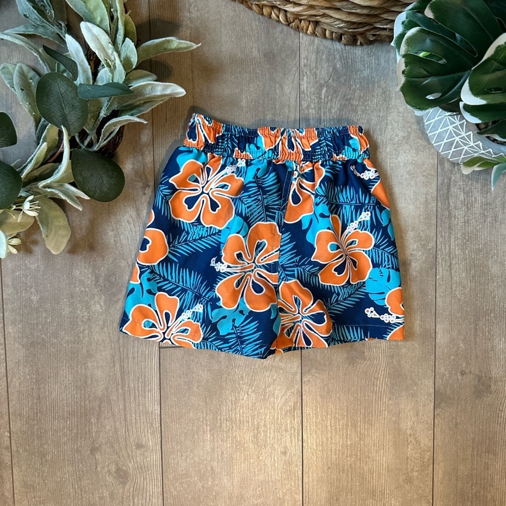 Y2k Toddler Baby Boy Tropical Floral Print Swim Shorts Hibiscus Hawaiian Vibrant
